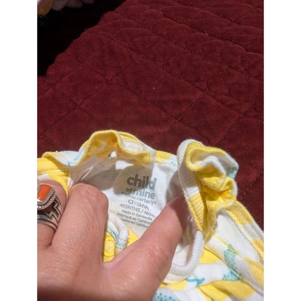 Child of Mine by Carters Lemon Print Romper for Infants 0-3 Months - Free Shippi